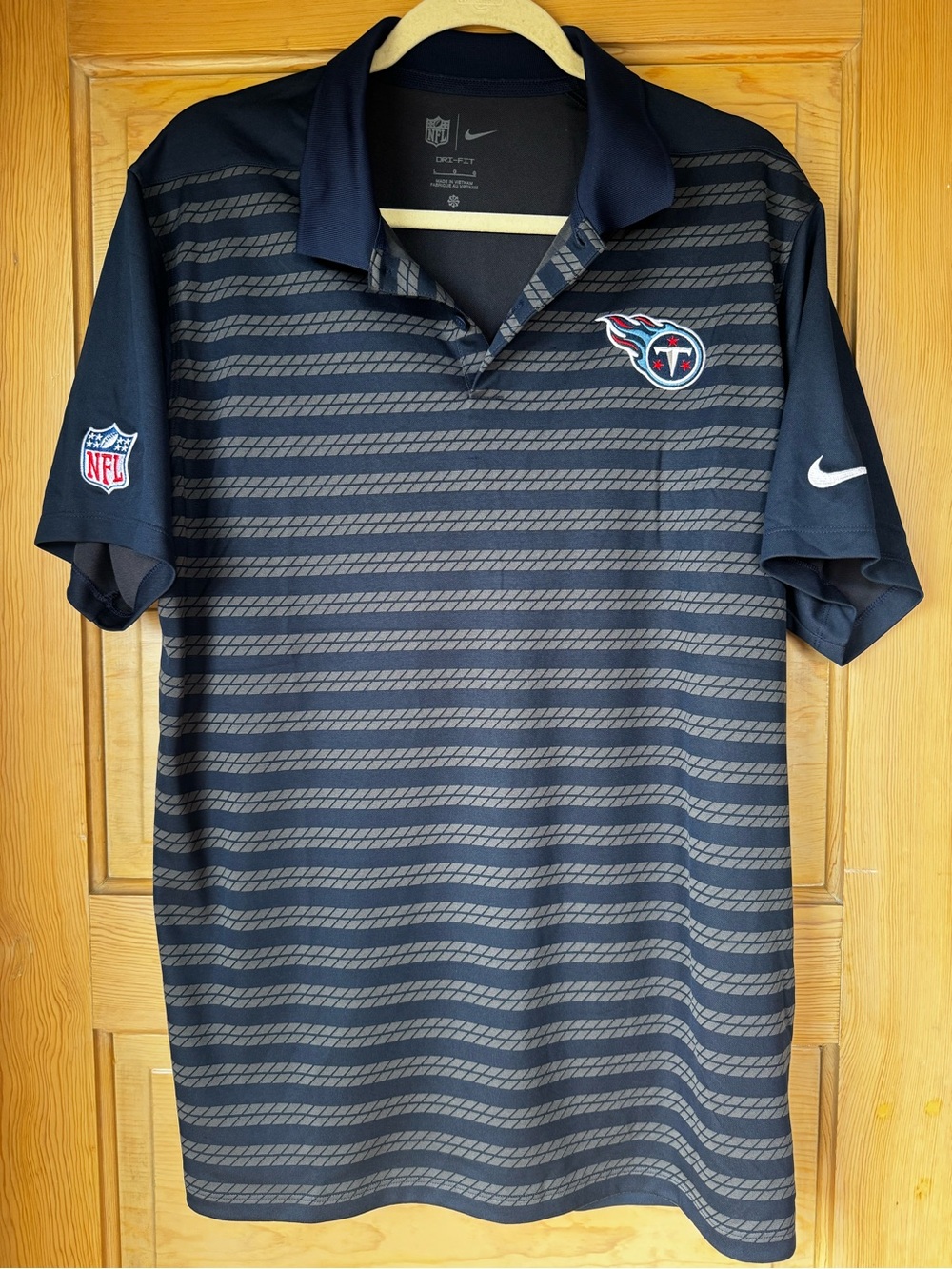 Men's Nike Dri-Fit Tennessee Titans Navy Striped Polo Shirt